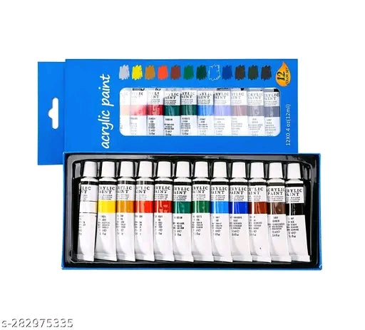 Acrylic Paint Tube Set (12 Colors, 10ml Each