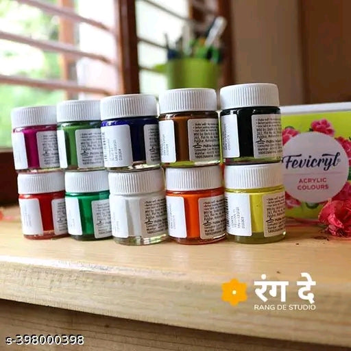 Pidilite Acrylic Colours Sunflower Kit (10 Colors x 15 ml) DIY Paint