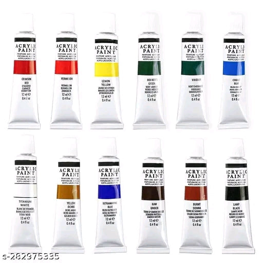 Acrylic Paint Tube Set (12 Colors, 10ml Each