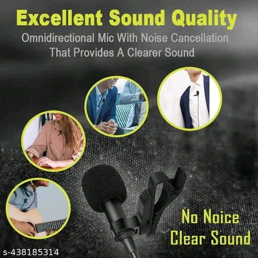 3.5 mm Clip Collar Microphone with Round Pouch | Compatible
